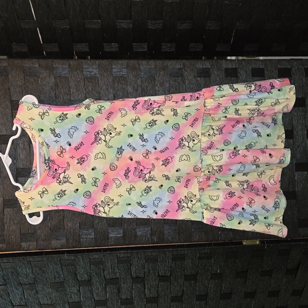 Girls 6-6x unicorn pastel rainbow dress